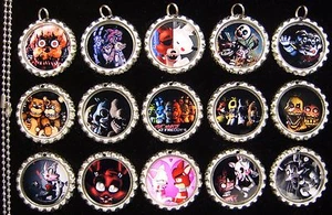 15 Five Nights at Freddy's Silver Flat Bottle Cap Necklaces Set 1 - Picture 1 of 1