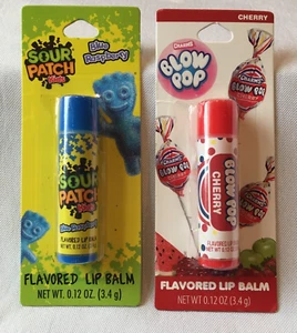 New SOUR PATCH Kids~ BLUE RASPBERRY & Charms BLOW POP CHERRY Lip Balm ~ FreeShip - Picture 1 of 24