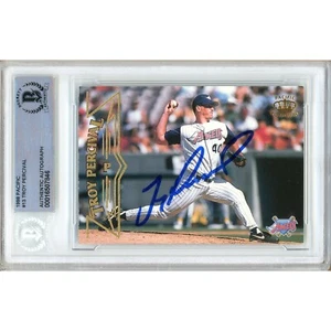 1998 Pacific #13 Troy Percival Auto Signed Card AUTO BAS Beckett Slab LA Angels - Picture 1 of 7