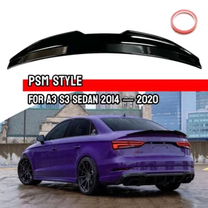PSM Style Highkick Trunk Spoiler Wing For Audi S3 A3 RS3 14-20 4door Gloss Black - Picture 1 of 12