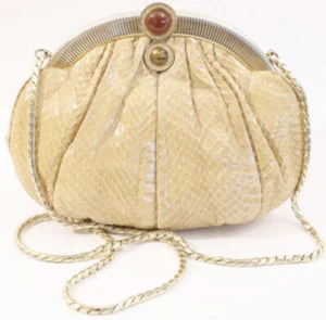 Vintage Judith Lieber Reptilienleder Handtasche Clutch Geldbörse + Edelsteine Gold - Bild 1 von 4