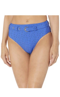Nuevo con etiquetas Traje de baño inferior de bikini de tiro alto Seafolly para mujer con cinturón talla 10 azul cobalto Foto 1 de 3