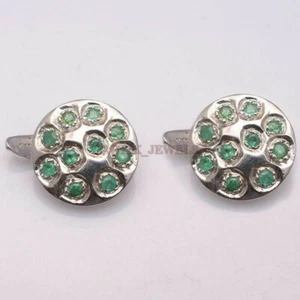 Gemelo De Ónix Verde Natural Con Plata Esterlina 925 #2158 - Imagen 1 de 3