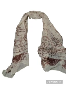 Harry Potter Marauders Map Sheer Lightweight Beige Polyester Scarf - Picture 1 of 5