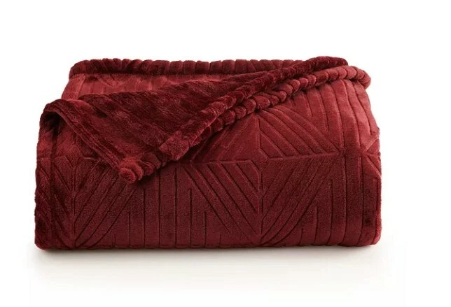 NEW Burgundy Carve Throw Blanket Oversize Super Soft 60x72 FALL HOLIDAY - Image 1 of 1