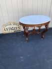 64757 Antique Victorian Walnut Marble Top Table