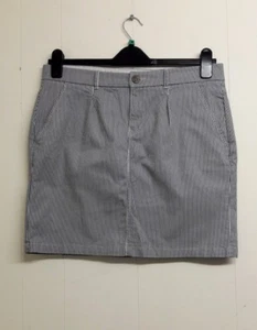Lovely Beige & Blue Striped Cotton Straight Mini Skirt from L.O.G.G - Size 12 - Picture 1 of 4