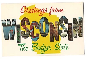 Greetings WISCONSIN BADGER State AMERICA'S DAIRYLAND Large Letter Views Postcard - Picture 1 of 1