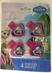 DISNEY FROZEN Fiesta Favores Silbatos Cumpleaños Botín Bolsa Relleno Piñata Paquete de 4 NUEVO - Imagen 1 de 2