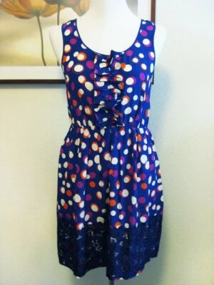 $289 ~ATHROPOLOGIE - MOULINETTE SOEURS~ FLARED DRESS - BLUE POLKA DOT 4 - Image 1 of 4