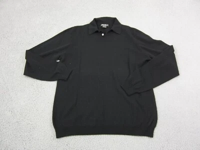 Eddie Bauer Sweater Mens Large Tall LT Black 100% Wool Polo Collar Casual Adult - Image 1 of 4