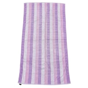 Vintage 1960s St Michael Purple Pink White Cotton Bath Towel 50 x 26 Stripes MCM - Picture 1 of 11