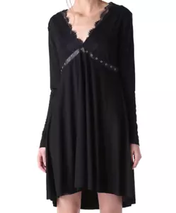 ABITO IN JERSEY NERO CON ETICHETTE DIESEL taglia L D-OLLIE MANICA LUNGA TUBINO $198 - Foto 1 di 8