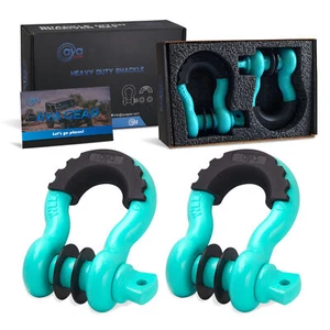 AYA Gear D Ring Shackle 2 Pk|62,700 Ibs Break Strength 7/8" Screw Pin Tiff Blue - Picture 1 of 4