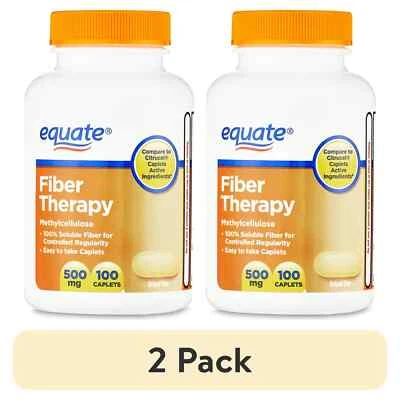 (Paquete de 2) Comprimidos de metilcelulosa Equate Fiber Therapy, 500 mg, 100 Ct Foto 1 de 4