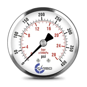 2-1/2" Pressure Gauge - Chrome Plated Steel Case, 1/4"NPT, Back Mnt. 400 PSI - Picture 1 of 6