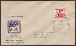 1948 PAN PACIFIC JAMBOREE - YARRA BRAE SPECIAL CANCEL AND COVER CV$75 (RU1198) - Imagen 1 de 2