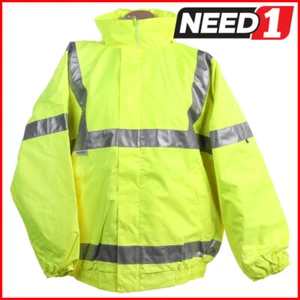 WS WORKWEAR Hi-Vis Wet Weather Bomber Jacket | Yellow Lime - Picture 1 of 35