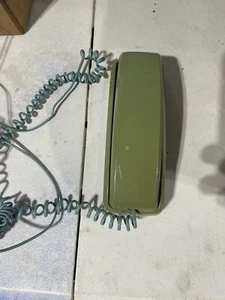 Cable de teléfono de escritorio vintage GE verde oliva azul botón pulsador dial línea fija - Imagen 1 de 3