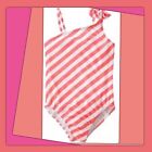 Neuf avec étiquettes maillot de bain à rayures filles 4 Gymboree « SWIM SHOP » rose/blanc 1 pièce diagonale
