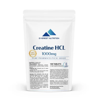 CREATINE HCL 1000mg TABLETS, INCREASE IN STRENGHT, LEAN MUCLE MASS WITHOUT BLOAT - Image 1 of 4