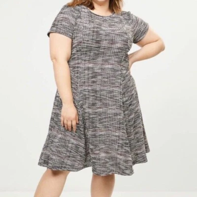 Lane Bryant Plus Size 14/16 Fit & Flare Black & WineTweed Dress NWT  - Image 1 of 4