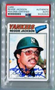 1977 Topps Reggie Jackson Signed Porcelain Baseball Card. #202/563 PSA DNA
