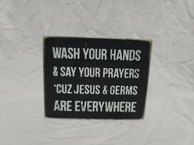 Letrero de caja Primitives by Kathy "Lava tus manos" 5" x 4"  Foto 1 de 4