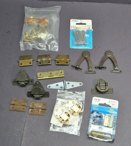Vintage Salvaged & NOS Furniture Window Hinges Lot Miscellaneous Lot Cover
