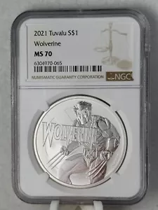 Moneda de plata Wolverine NGC MS70 2021 losa 1 oz - Imagen 1 de 2