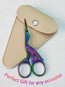 Multipurpose Bird Stork Small Beauty Embroidery Fancy rainbow Scissors GIFT PACK - Picture 1 of 14