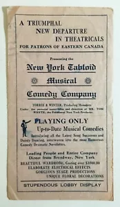 Folleto del programa de comedia musical tabloide de Nueva York grupo de teatro de Canadá 1900 - Imagen 1 de 3