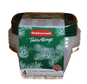 NEU Rubbermaid TakeAlongs 5,2 TASSEN Lebensmittel Aufbewahrung Behälter, 4 SELTENE GRÜNE DECKEL - Bild 1 von 6
