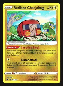 RADIANT CHARJABUG 051/159 CROWN ZENITH POKEMON (HOLO, NM) - Picture 1 of 2