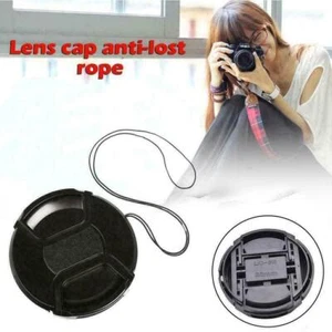 52mm Center Pinch Snap Front Lens Cap Cover for Canon Nikon New String O5R8 BK - Picture 1 of 9