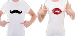 Lips and Mustache, His and Hers tshirt set - Picture 1 of 1