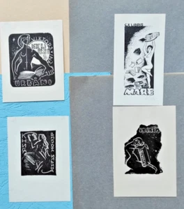 ex-libris exlibris Lady Woman Book lot of  4  var  art - Picture 1 of 1