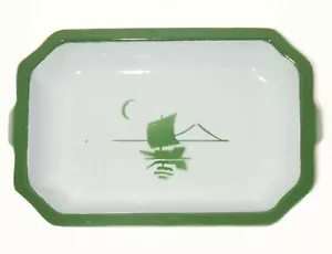 KLAFESTROM (SUECIA) CAZUELA DE HIERRO FUNDIDO ESMALTADO VINTAGE, CON BARCO VERDE ESTENCIADO - Imagen 1 de 12