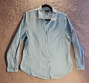 Camisa Tribal Abotonada Mujer Azul Cuello M Manga Larga Espalda Diseño Pkt Comfort - Imagen 1 de 18