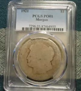 PCGS PO01 1921-P Morgan Silver Dollar DATELESS SUPER LOW BALL SLICK PO 01 POOR - Picture 1 of 7