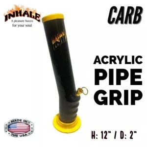 INHALE®️ 2X12" GRIP ACRYLIC HOOKAH WATER PIPE WITH CARB MADE IN THE USA - Picture 1 of 2