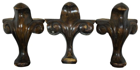 3 Antique Queen Anne Furniture Legs Feet Salvage Bench Woodworking Pad Feet 8.5" Cover