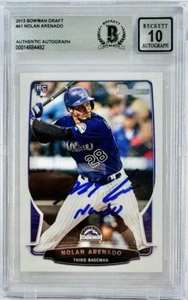 NOLAN ARENADO SIGNED 2010 BOWMAN DRAFT INSCRIBED ROOKIE RC CARD CARDINALS BAS 10 - Picture 1 of 2