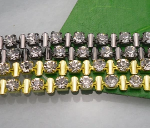 Diy fashion 1-5 yard costume applique rhinestones Golden & Gun black claw trim D - Picture 1 of 5