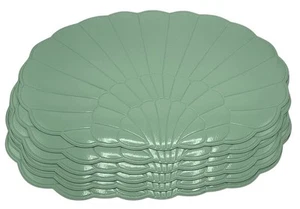 Vinyl Set Of 6 Art Deco Dinner Placemats Mint Green Fan Shell Shaped Thick Foam - Picture 1 of 24