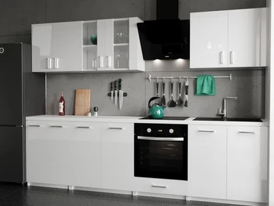 KÜCHE 280cm KÜCHENZEILE KÜCHENBLOCK MODERN  Einbauküche weiss glanz - Bild 1 von 4