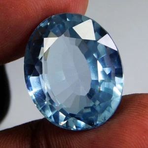 Natural 27.90 Ct Charming!!! Blue Aquamarine Oval Cut Certified Gemstone - Picture 1 of 5