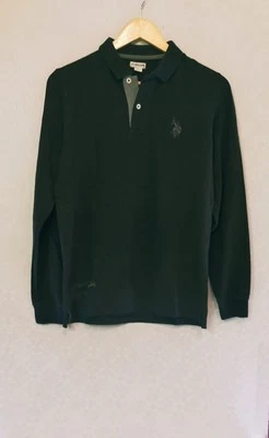 Polo manica lunga da uomo U.S polo assn in cotone colore blu marino tinta unita - Imagen 1 de 4