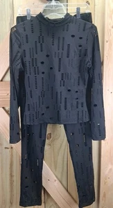 Damen 2-teiliges Bodycon Outfit Hose und bauchfreies Oberteil L/XL schwarz - Bild 1 von 6