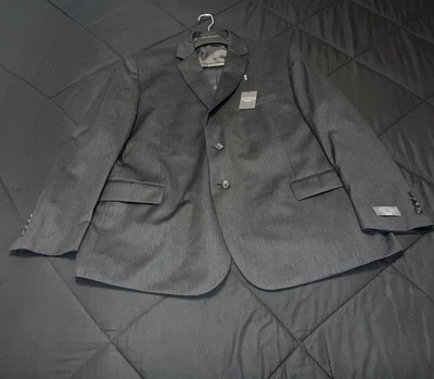 Pronto Uomo Mens Platinum Suit Jacket 54R Charcoal 100% Wool  2 Button Blazer - Image 1 of 4